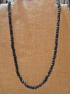 Black Acrylic Snowflake Obsidian Beaded Necklace - Women Jewelry